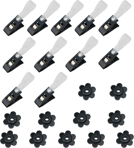 Vista 9 de HOOSUN Paquete de 10 clips y tapones para banderas de jardín, clips de tigre para soporte de bandera de jardín, tapones de goma para bandera
