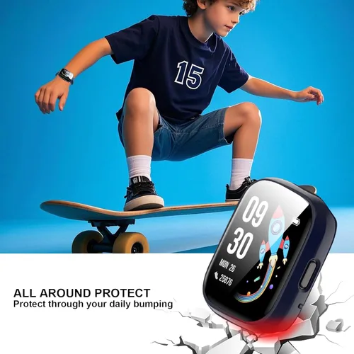 Vista 4 de Compatible con BIGGERFIVE Smart Watch, Lamshaw Hard PC Case con protector de pantalla compatible con BIGGERFIVE BW02 Smart Watch/Brave 2-1.8 negro