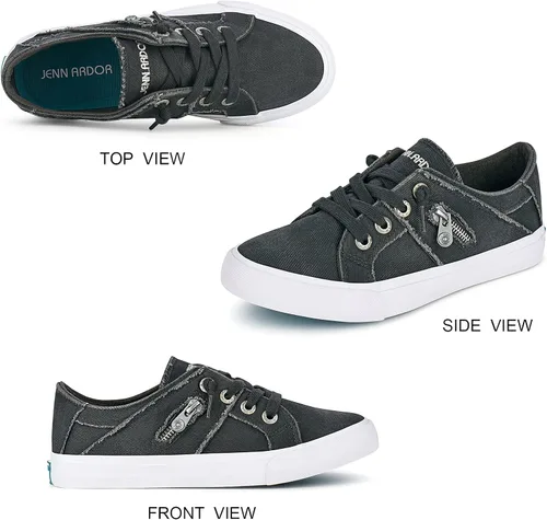 Vista 3 de JENN ARDOR Zapatos deportivos sin cordones para mujer, zapatos de senderismo elegantes e informales, de lona, mocasines deportivos, estilo retro