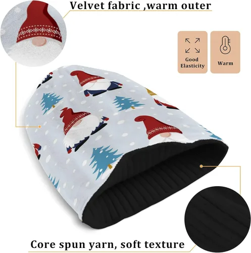 Vista 3 de SHJI Bolsa de regalo de bastón de caramelo de Navidad para hombre, gorro de invierno cálido de punto, gorro de cráneo Slouch Gorra de pesca, gorros