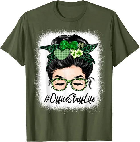 Vista 7 de Office Staff - Camiseta de trébol para mujer, diseño de moño desordenado, Verde