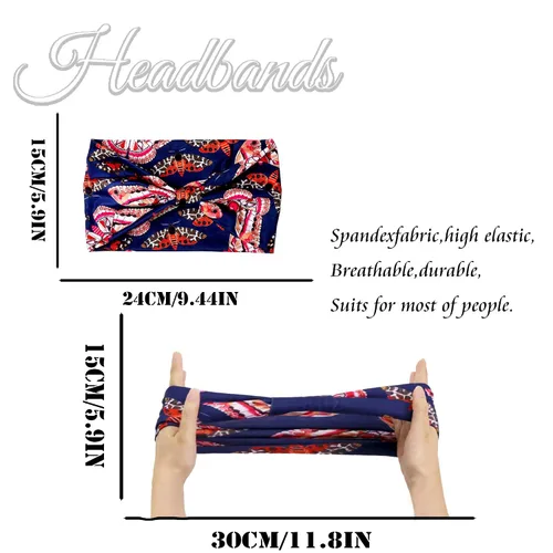 Vista 2 de SAWINDA Diademas anchas para mujer, coloridas mariposas, elegantes, bohemias, gruesas, para deportes, yoga, turbante, bufanda, accesorios