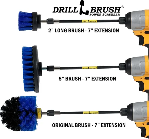 Vista 9 de Kit de limpieza de Drill Brush, cepillos con conector para taladro, ideal para limpieza de alfombras, baños, limpieza de lechadas y limpieza de Azul