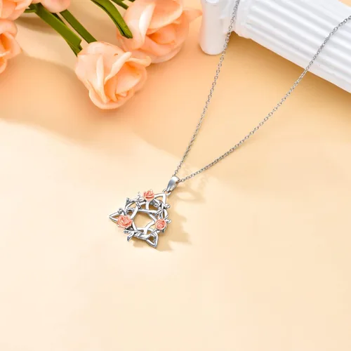 Vista 4 de RMREWY Collar de nudo celta de plata de ley 925 joyería de triquetra irlandesa oxidada con nudo triangular de triquetra para mujeres y niñas No es