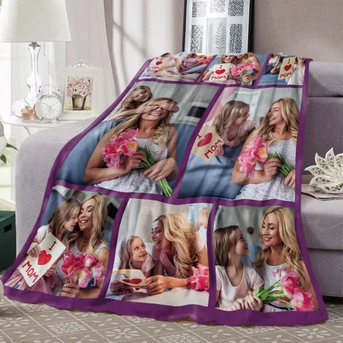 Vista 5 de MeMoShe Manta personalizada para el día de la madre, regalos de hija, hijo, manta personalizada con fotos, regalos para mamá, mujeres, regalos