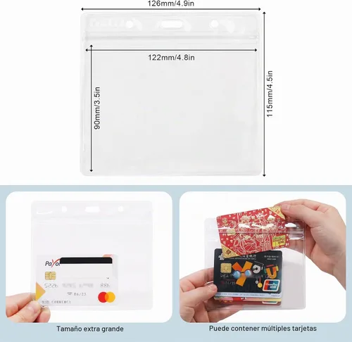 Vista 6 de Coideal - Soporte horizontal de plástico transparente para insignia, 12 unidades, protector grueso para tarjetas de identificación, funda