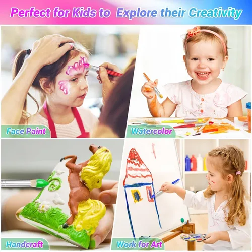 Vista 6 de 30 pinceles de pintura, pinceles redondos de anezus para niños, para el aula, juego de pinceles de pintura para retoque preescolar guardería