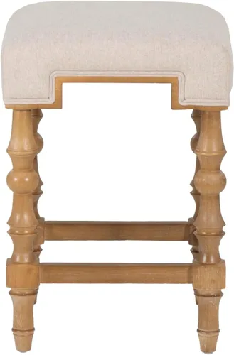 Vista 7 de Linon Home Decor Banks - Taburete de mostrador sin respaldo de lino neutro y marrón