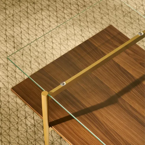Vista 26 de Saint Mossi - Mesa de café moderna para sala de estar, mesa de café redonda de mediados de siglo, mesa central de 2 niveles para espacios pequeños