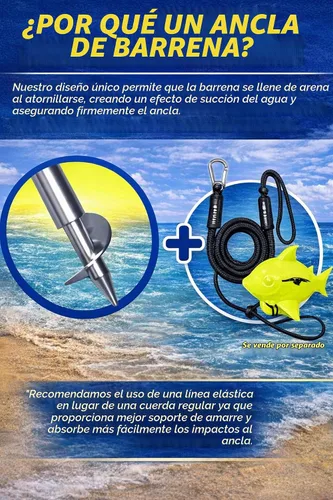 Vista 4 de Ancla SandShark - Ancla de tornillo premium para barco, ancla para barco de pontón, poste de ancla para agua poco profunda de acero inoxidable