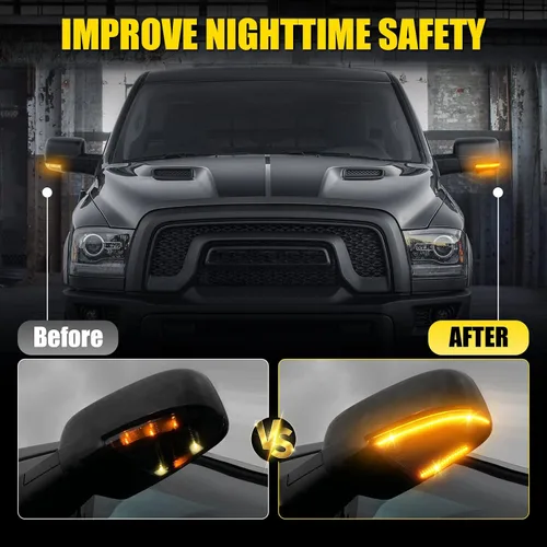 Vista 2 de Luces LED de Marcador para Espejo Lateral compatibles con Dodge Ram 1500 2500 2010-2018 Classic 2019-2021, Luces de Espejo Lateral Ram 1500