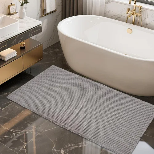 Vista 26 de ZALL - Tapete de baño de punto gofre beige, súper absorbente, antideslizante, largo, color crema, 24 x 72 pulgadas, lavable a máquina, ultra suave