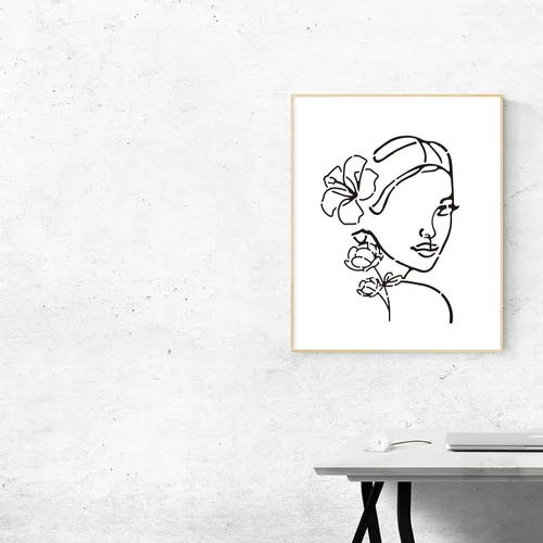 Vista 6 de ORIGACH 9 PCS 11.8x11.8 pulgadas Plantillas Abstractas Minimalistas Modernas de Mujeres, Patrón de Cara Femenina Floral Plantillas Grandes de PET