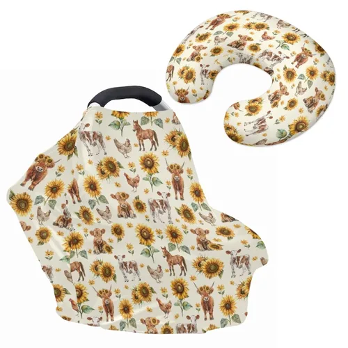 Vista 15 de Cactus Aztec Cowboy - Funda elástica para asiento de coche + funda de almohada para bebés, 2 paquetes de carritos de compras multiusos, silla alta