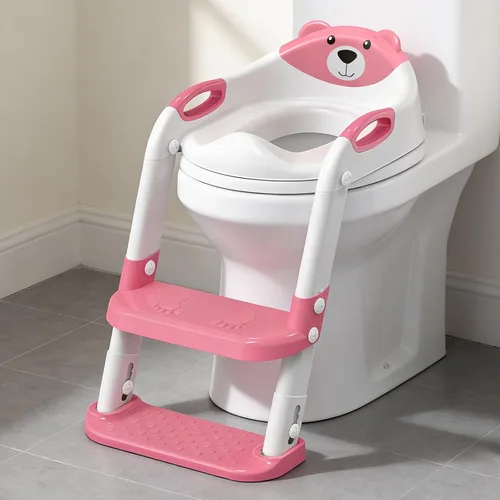Vista 18 de SKYROKU - Asiento de entrenamiento para ir al baño, con escalera, para niños y niñas, cómodo y seguro con almohadillas antideslizantes