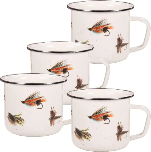 Vista 9 de Golden Rabbit Enamelware - Tazas grandes de café o té, 24 onzas, cangrejo azul, juego de 4