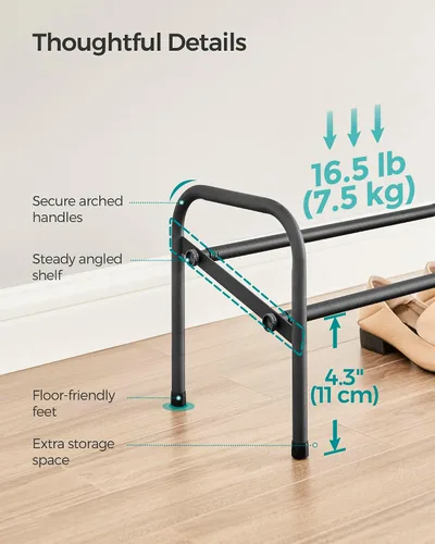 Vista 8 de SONGMICS Zapatero expandible, estante de zapatos de 1 nivel, organizador de zapatos ajustable para 10 pares de zapatos, zapatero de pie libre