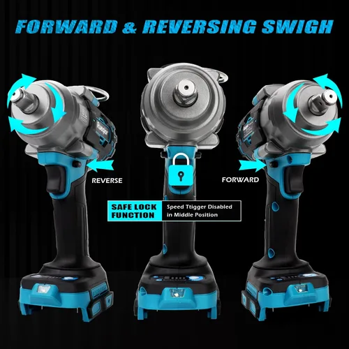Vista 4 de Cordless Impact Wrench 1/2" Compatible with Makita 18V Battery, Impact Wrench 1000FT-LBS(1360N.m) High Torque Brushless Electric Impact Power Impact