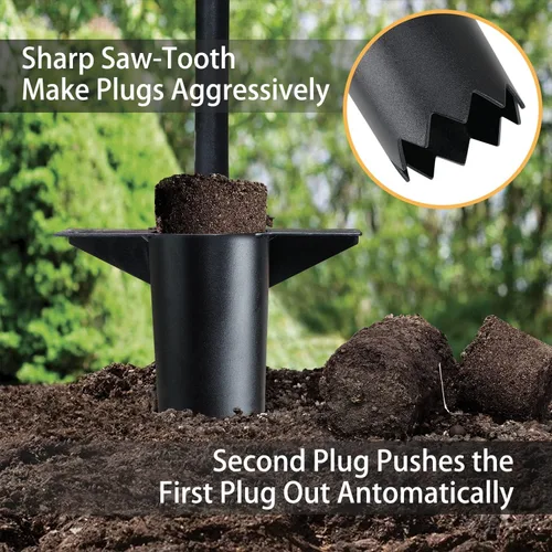 Vista 2 de Herramienta de maceta de bulbos, tapón de césped de mango largo con base dentada, trasplantador automático de bulbos pequeños para tulipanes, Juego