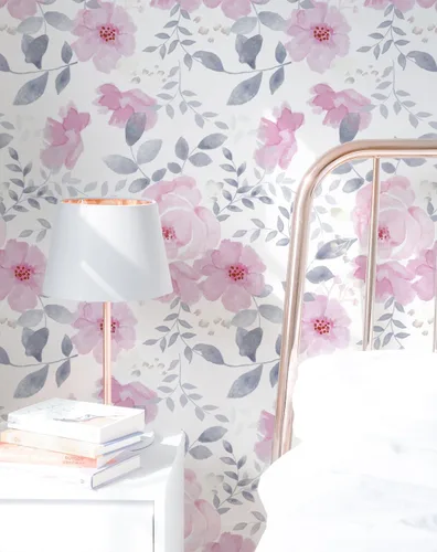 Vista 2 de Cohoo Home Papel de contacto floral para despegar y pegar, papel de contacto rosa floral para gabinete, autoadhesivo, extraíble, papel tapiz
