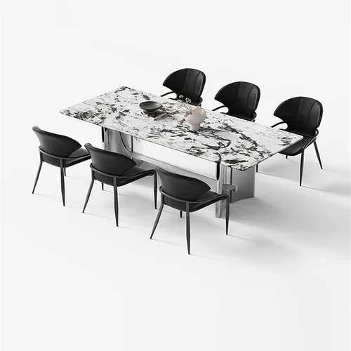 Vista 7 de Sillas de comedor - Sillas de comedor, silla de piel sintética retro moderna de mediados de siglo con asiento tapizado, patas de metal para cocina