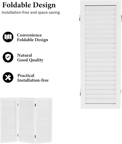 Vista 3 de Pantalla divisora de habitación de 3 paneles, pantalla corta de madera plegable de privacidad, divisor de habitación pequeño para el hogar