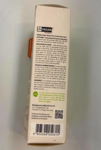 Vista 7 de WELCOS FRUDIA - Paquete minimizador de poros de uva verde Tiras de nariz para puntos negros y minimizador de poros Tiras coreanas para eliminar