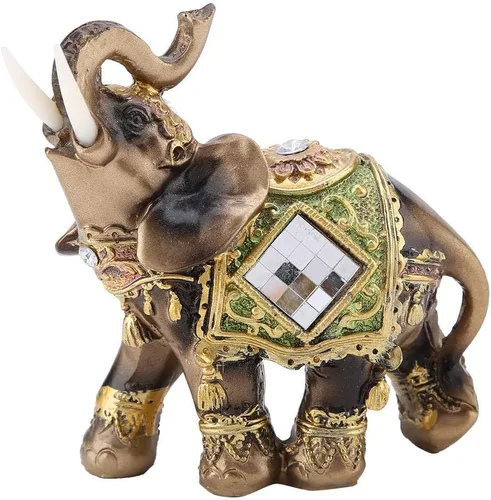 Vista 11 de Estatua de elefante de la suerte para decoración del hogar, tienda y recepción, elefante tailandés de la buena suerte Feng Shui, tres tamaños