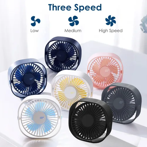 Vista 5 de Simpeak Ventilador USB pequeño, silencioso y portátil alimentado por USB (sin batería), refrigeración de 3 ajustes de velocidad, ventilador personal