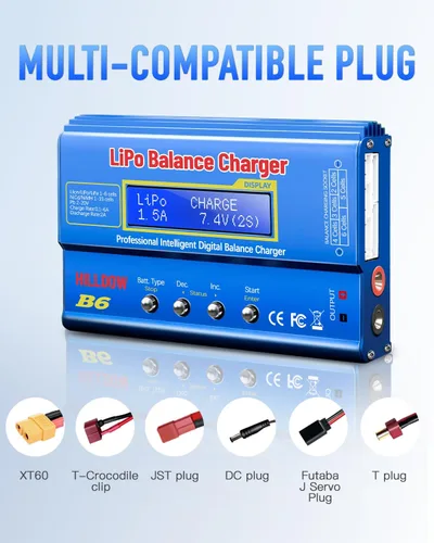 Vista 6 de Cargador de Batería B6 80W Mini Lipo Cargador/Descargador de Equilibrio con Fuente de Alimentación para Batería LiPo/Li-ion/Life(1-6s) NiMH/NiCd