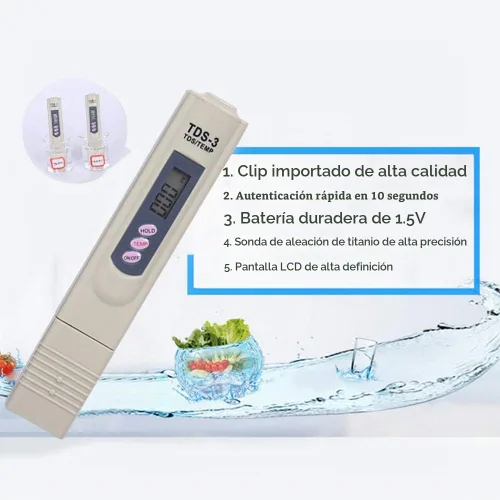 Vista 3 de TDS Medidor digital de calidad del agua - Medidor PPM con prueba de temperatura, rango de 0-9990 ppm, probador TDS preciso para agua potable