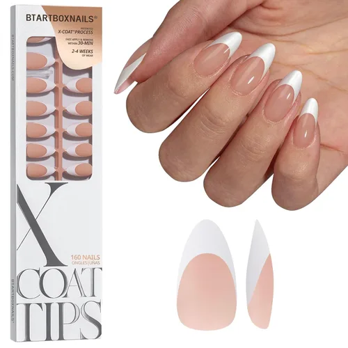 Vista 9 de BTArtboxnails XCOATTIPS White French Tip Press On Nails, XXS Squoval, Pink Lamp-Curable, 4-Week Wear, Natural Nail Look, Salon Quality Value at