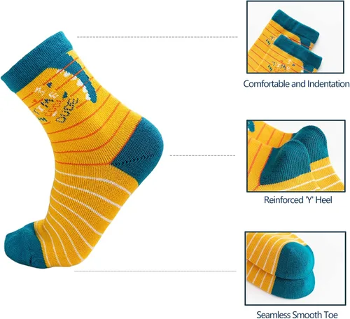 Vista 3 de QIYIENDIAN 5 pares de calcetines cálidos y acogedores con dibujos animados, colores sólidos para niños de 1 a 10 años