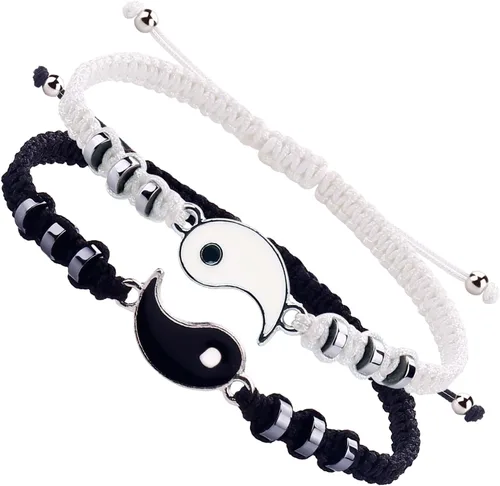 Vista 13 de Pulseras para parejas de mejores amigas, pulseras para 2 personas a juego con Yin Yang para él y ella, joyería para mejor amiga, amistad, relación