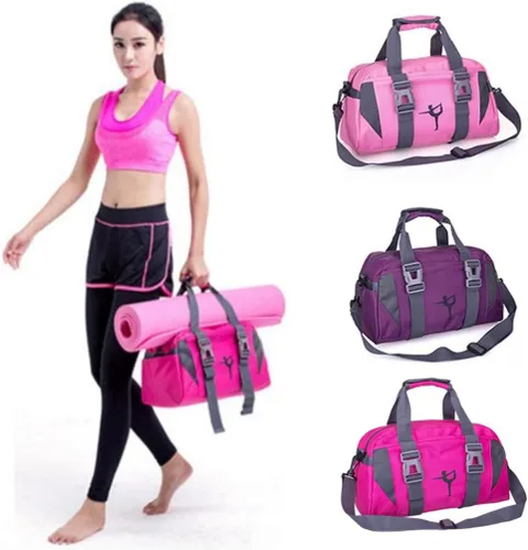 Vista 2 de Bolsa de lona de baile para niñas, bolsas de gimnasia deportiva para niños, bolsa de baile de jazz, ballet, hip hop, bolsa de deportes rosa, Púrpura