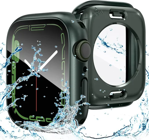 Vista 25 de Goton Funda impermeable 2 en 1 para Apple Watch, protector de pantalla para series 6/5/4, SE 3/2/1 de 40mm, cubierta frontal de vidrio protectora