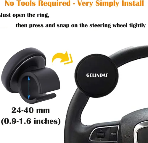 Vista 4 de Pomo de Volante para Coche, Girador de Volante Suave con Rodamiento, Pomo Universal de Silicona para Volante de Vehículo, Bola Giradora de Volante