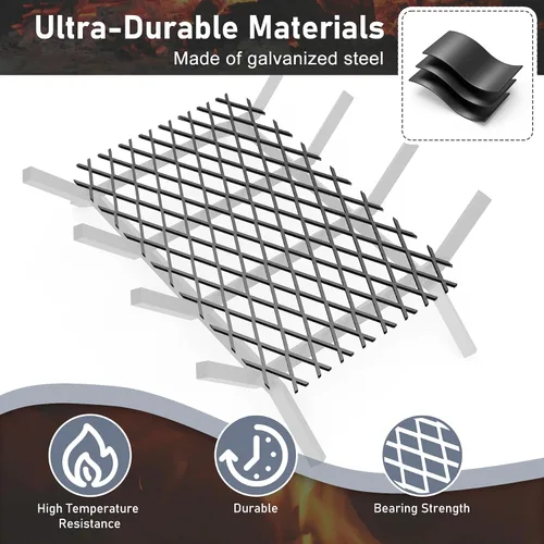 Vista 3 de Flamorrow Retenedor de brasas para rejillas de chimenea de 12 x 7.5 pulgadas, malla de retención de brasas de metal para chimenea, evita que