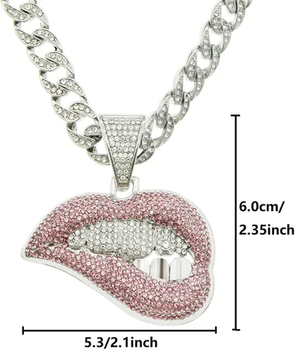 Vista 3 de Collar con colgante Ice Out, collar de cadena cubana de Miami, cadena colgante de oroplata para hombres, niños y mujeres, joyería de estilo hip-hop