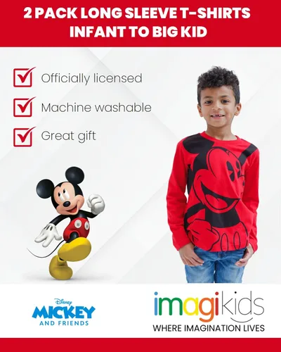 Vista 3 de Disney Paquete de 2 camisetas de Mickey Mouse para bebés y niños grandes