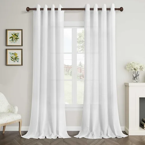 Vista 41 de Cortinas de lino negro para dormitorio y sala de estar de 84 pulgadas de largo, juego de 2 paneles, para habitación de niños, filtro de luz