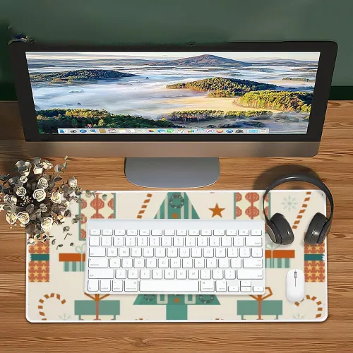 Vista 6 de Retro Geometric Gift Box Mouse Pad Large Gaming Mousepad with Non- Slip Rubber Base Smooth Face Gaming Pad Laptop Mat Office Desk Organizers and