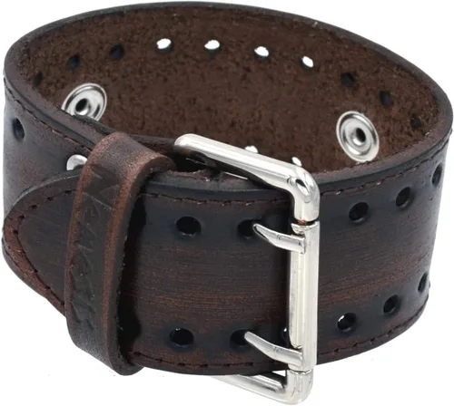 Vista 3 de Nemesis FSB-B - Correa de reloj de cuero ancho marrón desgastado