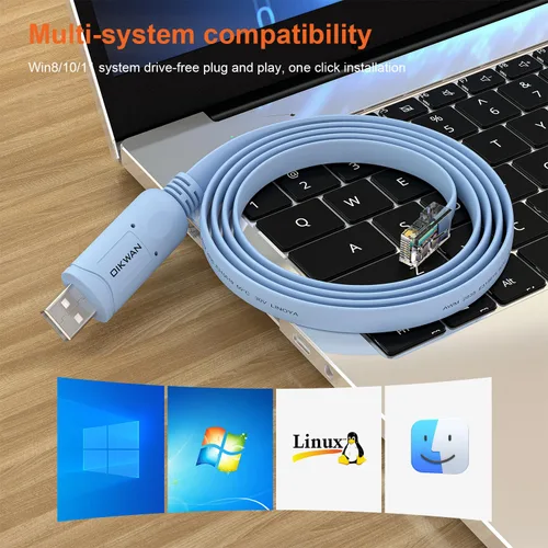 Vista 7 de Cable de consola USB, cable de consola USB a RJ45 para routers/AP de Cisco, router/switch para Windows, Mac, Linux (1.8m, azul)
