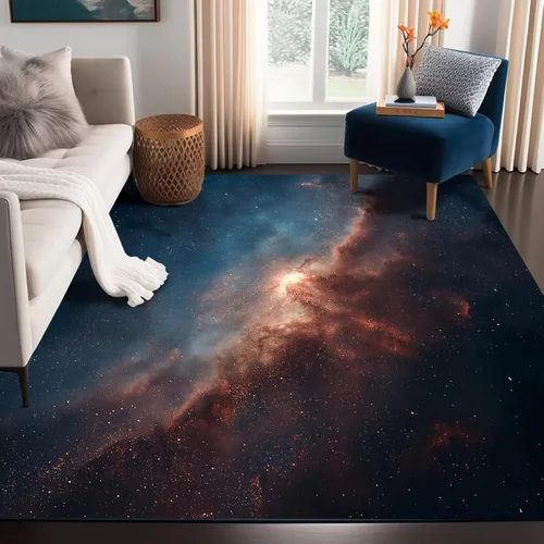 Vista 20 de Alfombra de galaxia de 2 x 3 pies, alfombra espacial para niños y niñas, dormitorio, sala de estar, océano, transbordador, barco, alfombra de noche