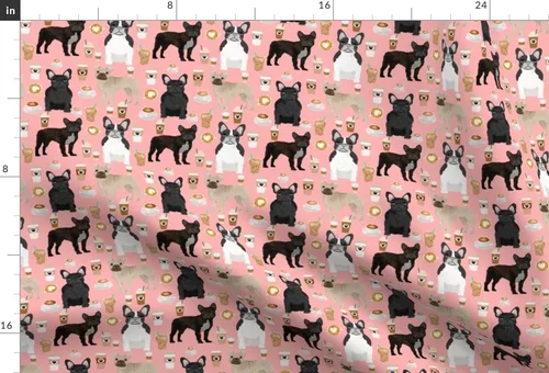 Vista 3 de Spoonflower Tela – Bulldogs franceses de café, lindos franceses, los mejores perros Bulldog Frenchie y estampados en tela de gasa, vestidos de moda