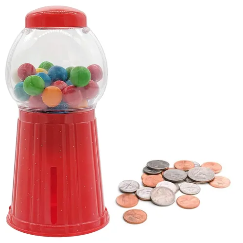 Vista 4 de Paquete de 2 mini máquina de chicles de 5 pulgadas sin dispensador de goma de mascar de plástico para caramelo, máquina expendedora de caramelos