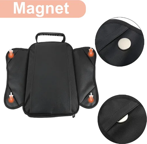 Vista 3 de Motoforti Universal motocicleta tanque magnético bolsa de herramientas combustible alforja con correa impermeable negro