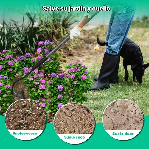 Vista 7 de Azada de jardín para deshierbe, azada de deshierbe resistente para eliminación rápida de malezas y césped, aflojamiento del suelo, excavación