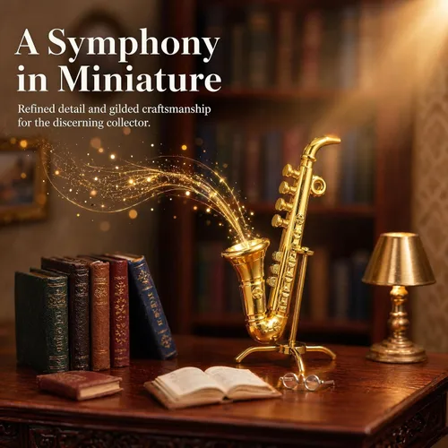 Vista 2 de Toyvian - Modelo de saxofón en miniatura, a escala 1:12, de latón, dorado, mini instrumento musical para decoración de casa de muñecas, accesorio